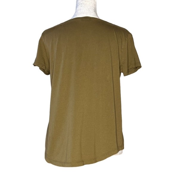 Zara Jersey Knit High Low T-Shirt Short Sleeve Olive Green S - Picture 4 of 5